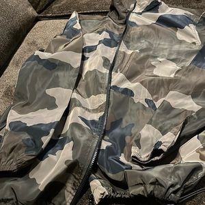 Camo print windbreaker